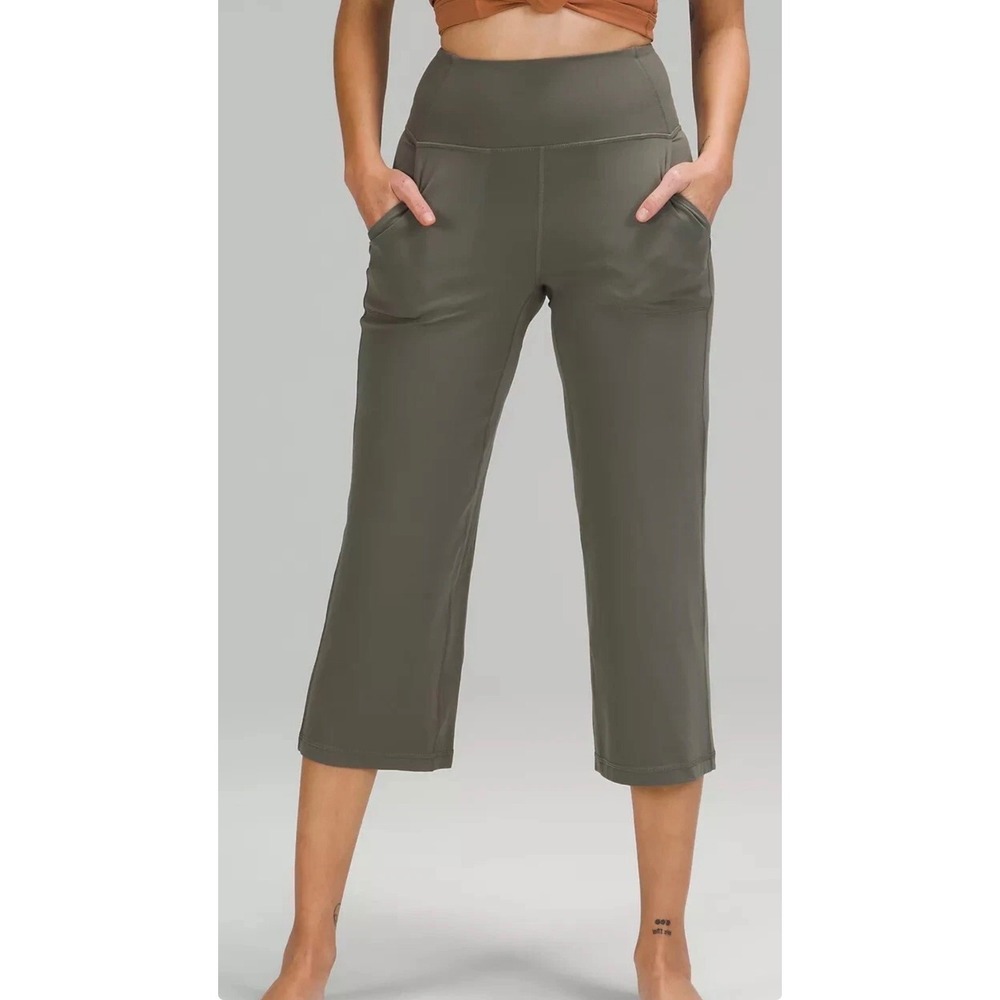 Lululemon Align Wide-Leg Super-High-Rise Crop Graphite Grey‎ Nulu Pants Size 4